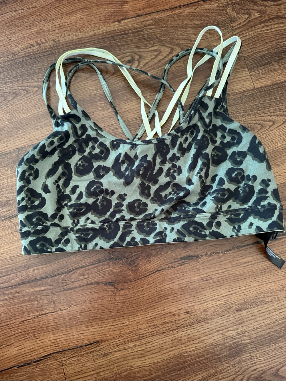 Victoria’s Secret Leopard Print Strappy Sports Bra - Olive & Black